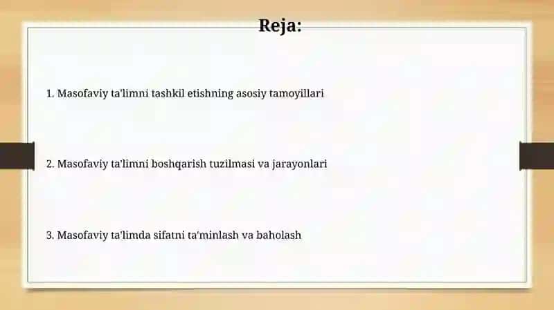 Masofaviy ta’limni tashkil etish va boshqarish 2