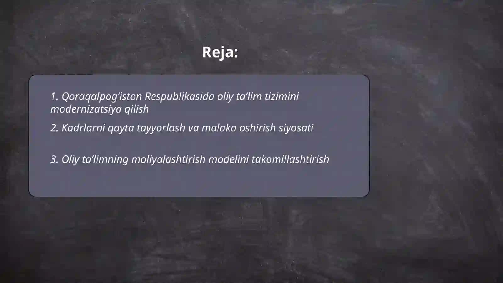 Qaraqalpogiston respublikasinda joqari bilimlendiriw reformalari 2
