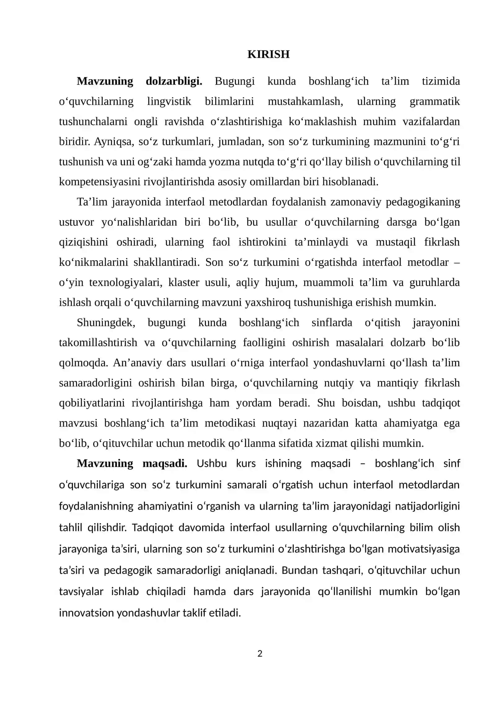 BOSHLANG’ICH SINFLARDA SON SO’Z TURKUMLARINI O’RGATISHDA INTERFAOL METODLARDAN FOYDALANISH (4-sinf) 2