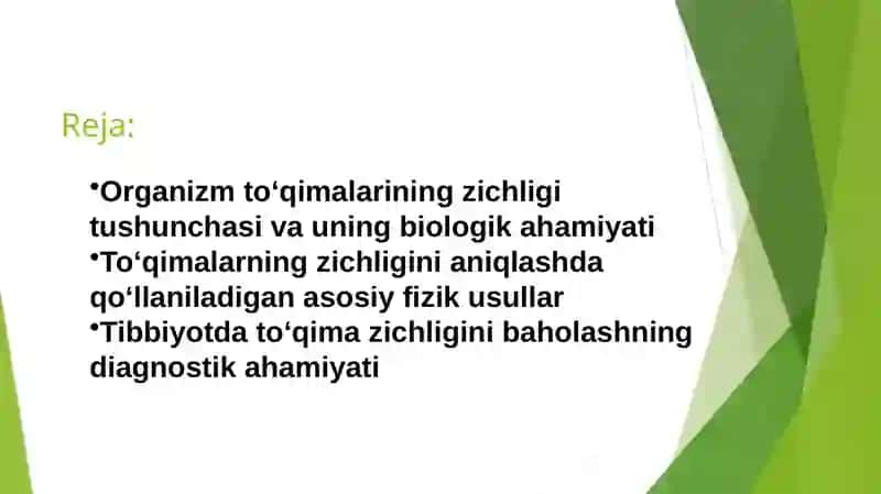 Organizm to’qimalarining zichligini aniqlash 2