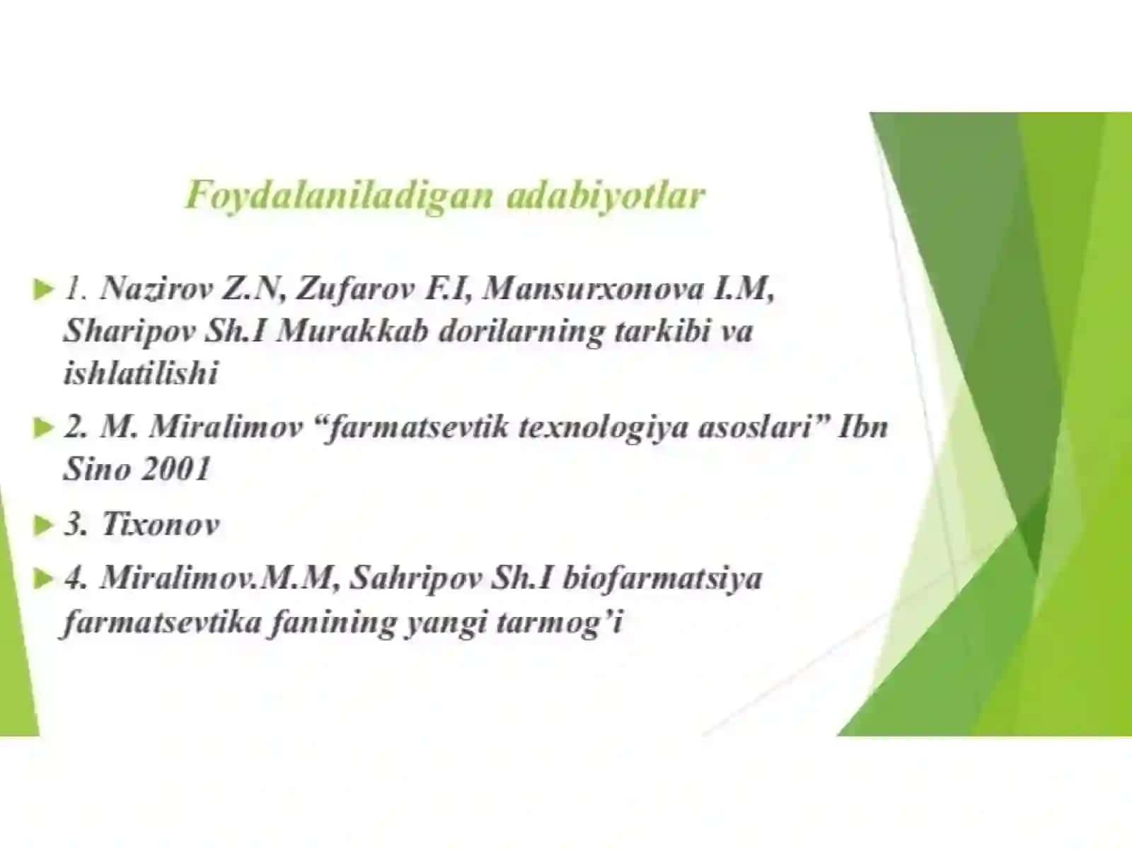 Dorivor o'simlik xom ashyosidan ajratma olishda ekstraksiya jarayonining asoslari. 2