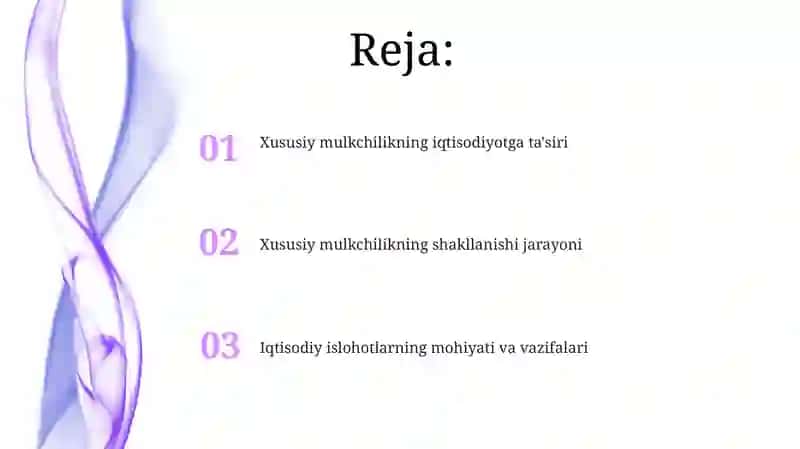 Iqtisodiy islohotlar, xususiy mulchilikning shakllanishi 2