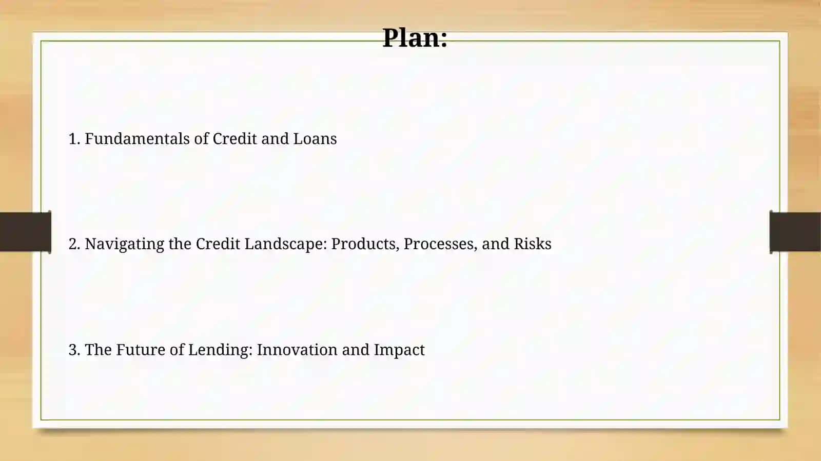 Credit and Loan Systems 2