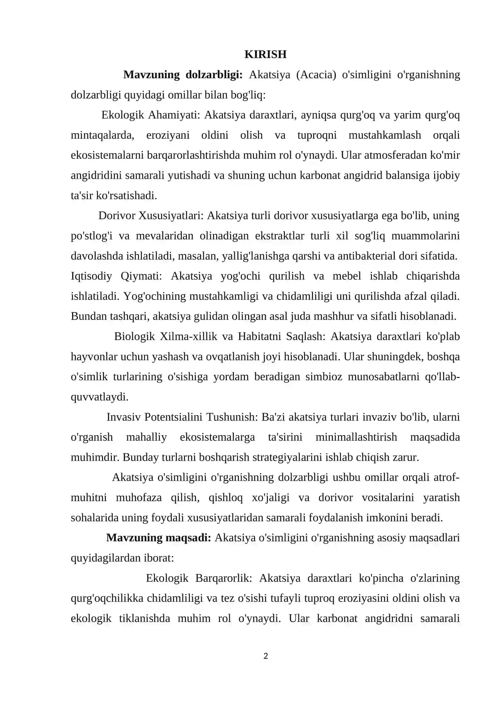 Akatsiya o'simligi bioekologiyasi va yetishtirish texnologiyasi 2