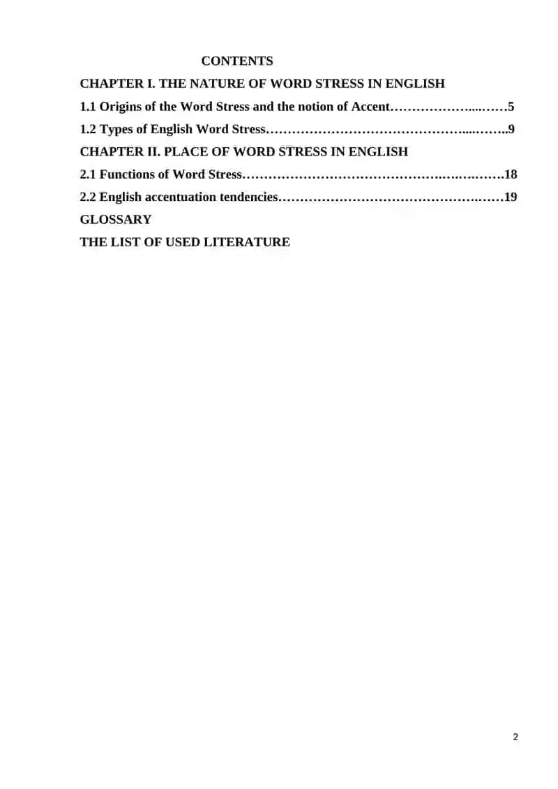English word stress course work 2
