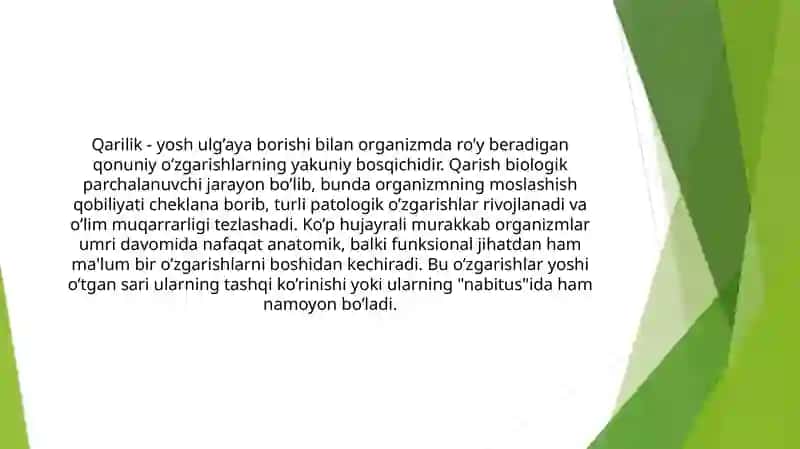 qarilikning biologik jabhalari 2