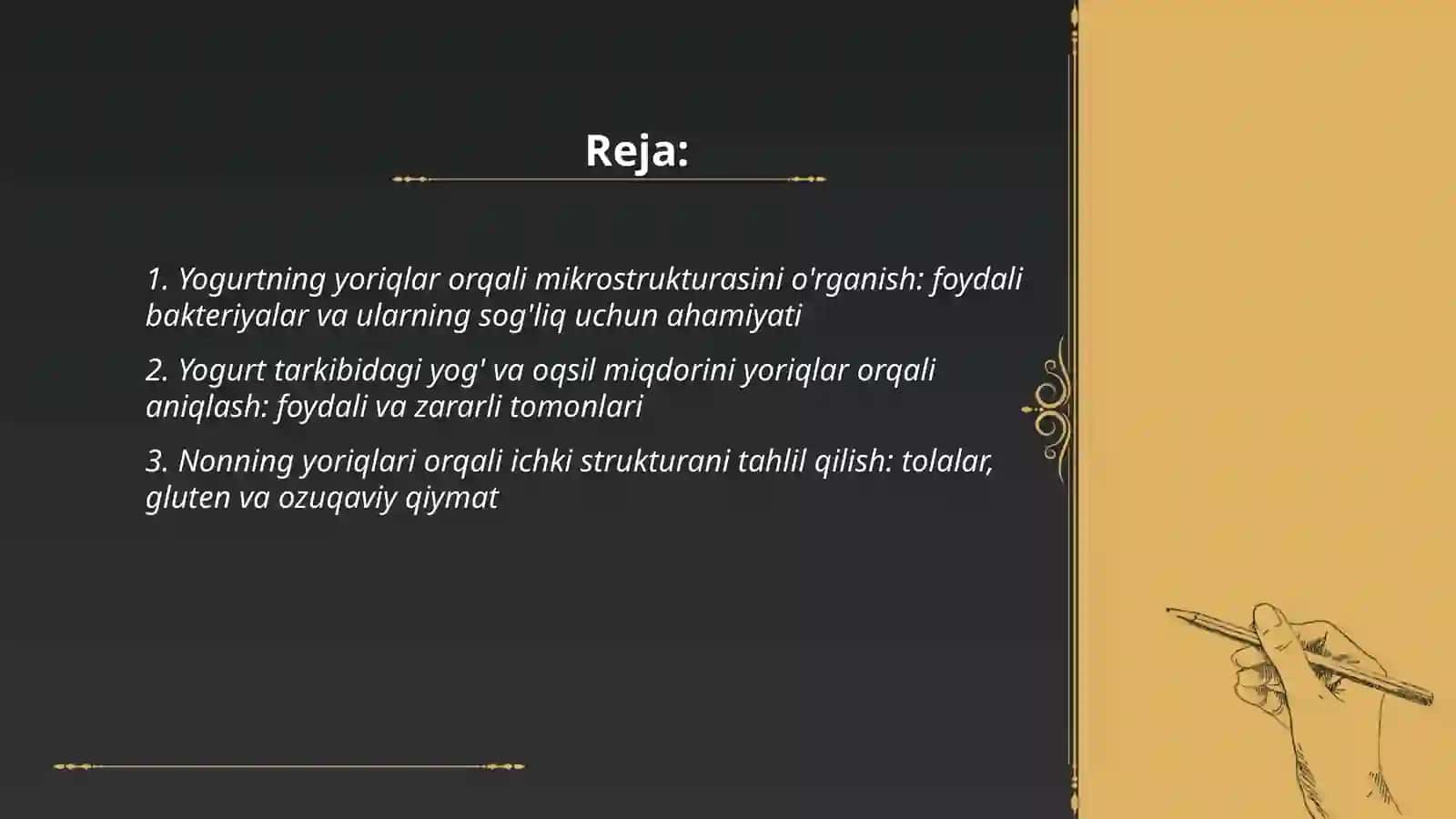 Oziq ovqat mahsulotlarining tarkibi 2