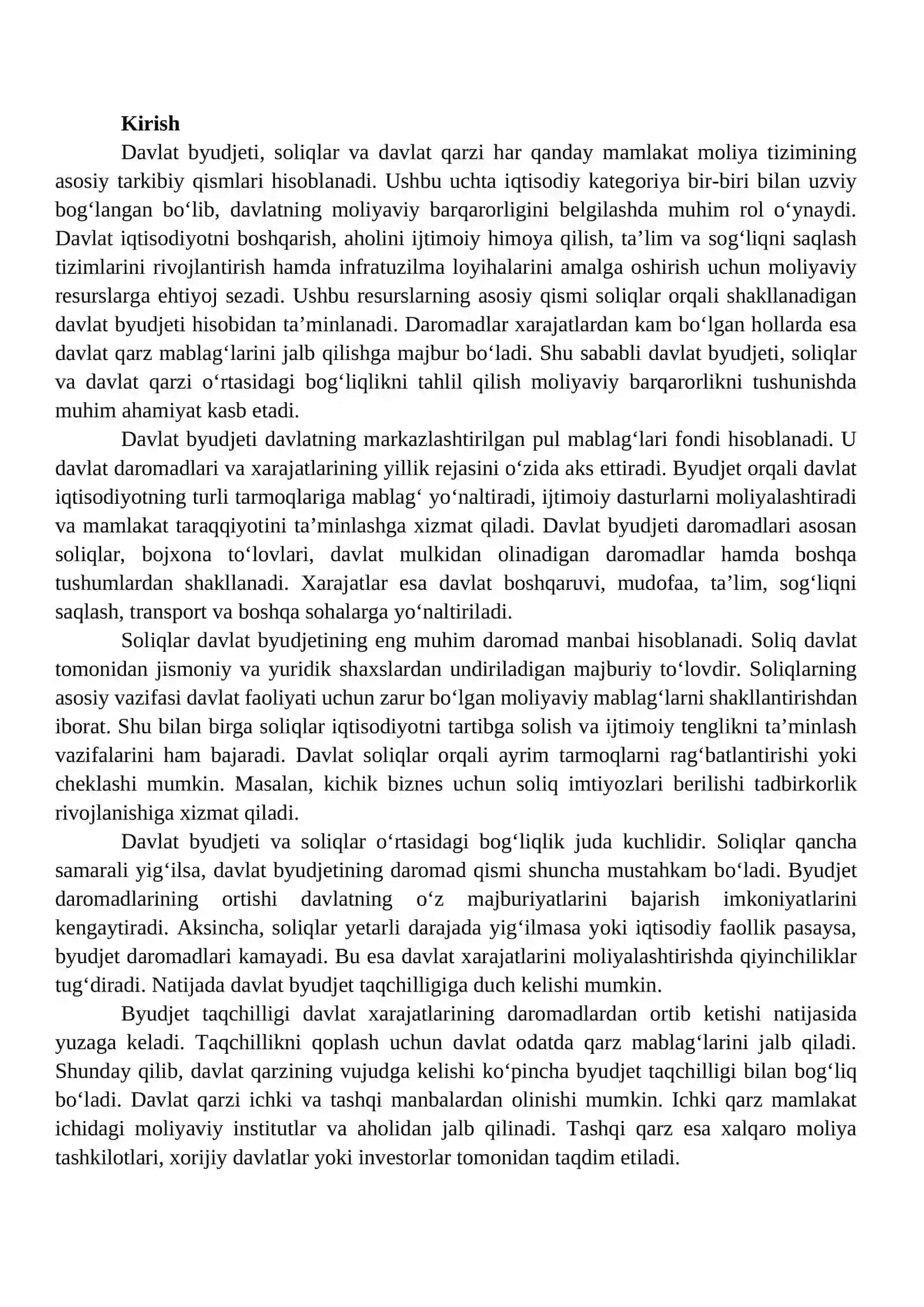 Davlat byudjeti, solinlari va davlat qarzi 2