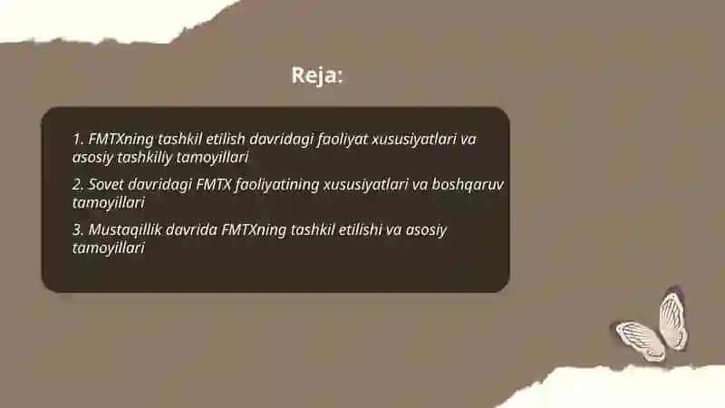 FMTXning har bir davrda faoliyat xususiyati, asosiy tashkiliy tamoyillari Azimova 2
