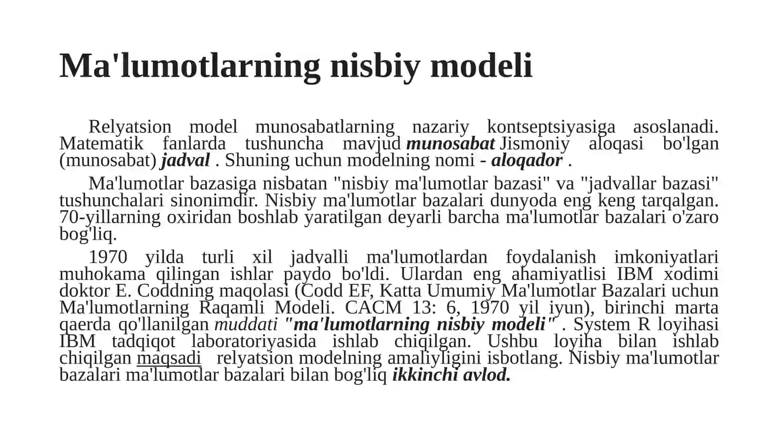 1 -Amaliyish:Relyatsionmodelniyaratish 2