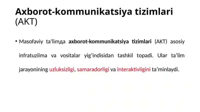 Masofaviy Ta'limda Axborot-Kommunikatsiya Tizimlari 2
