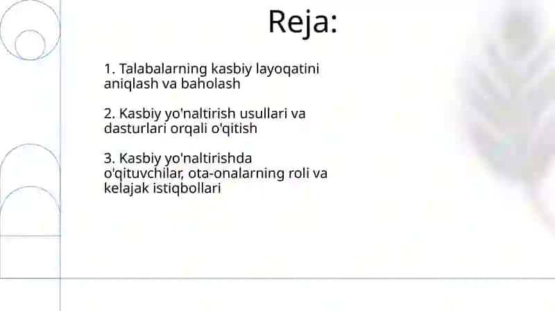 Trening yordamida o'quvchilarni kasbga moyilligini aniqlash va kasb-hunarga yo'naltirish 2