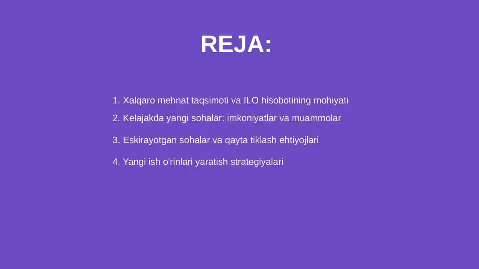 Singapur Xalqaro mehnat taqsimotining (ILO) ushbu hisobotini o’rganib tahlil qilib ko’ringlar 2