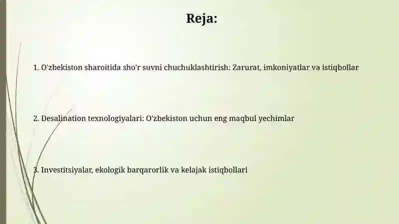O'zbekistonda sho'r suvni chuchuklashtirish 2