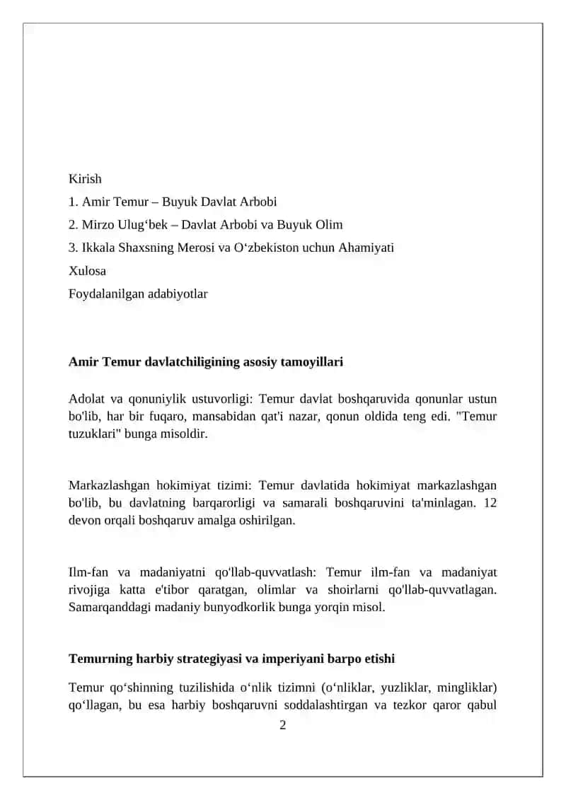 2. Amir-Temur buyuk davlat arbobi. Mirzo Ulug‘bek - davlat arbobi va buyuk olim 2