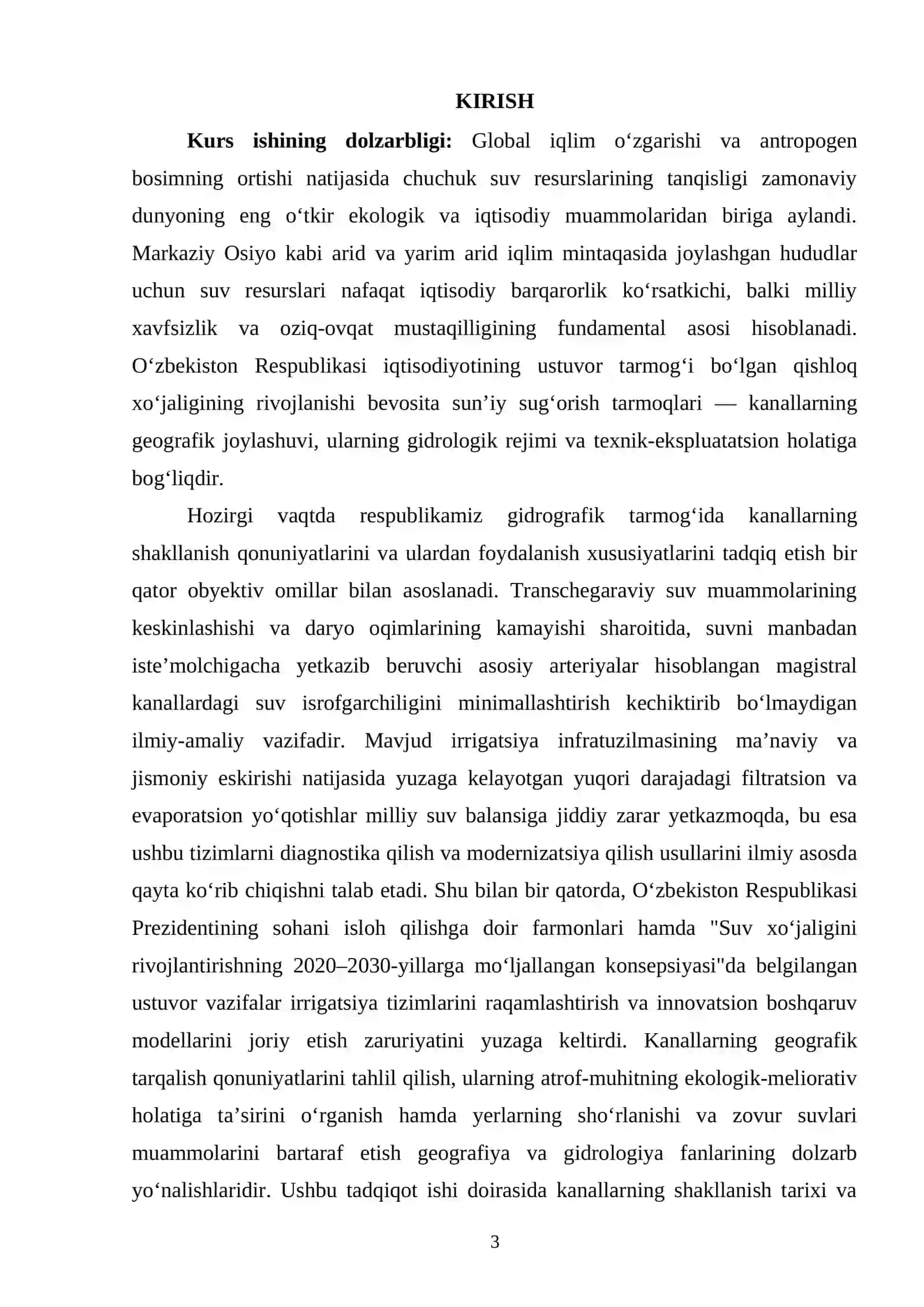 O'zbekiston kanallari va ulardan samarali foydalanish muammolari mavzusidagi 2