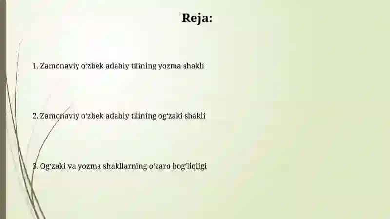 Hozirgi o‘zbek adabiy tilining og‘zaki va yozma shakllari 2