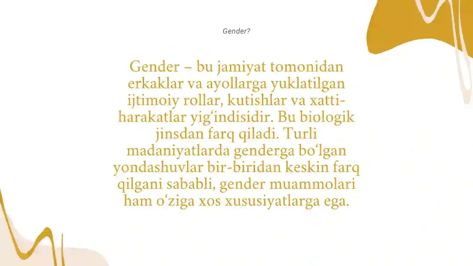 Turli madaniyatlarda Gender muammosi 2