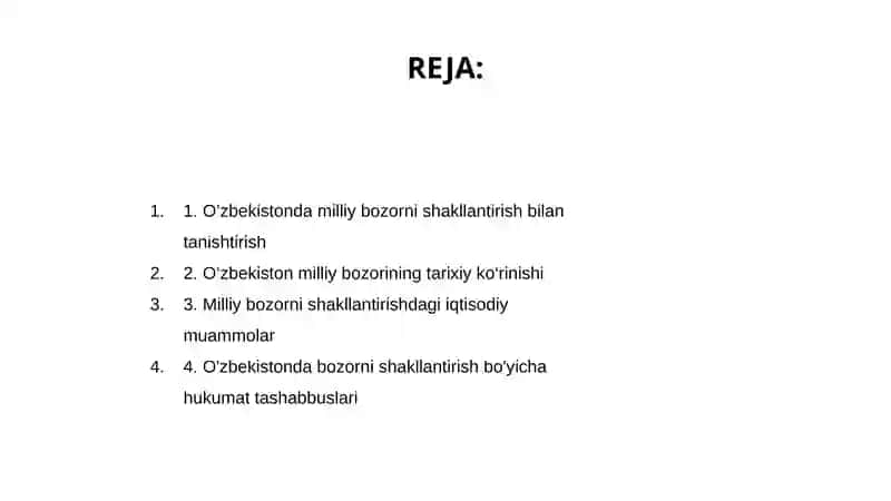 Oʻzbekistonda milliy bozorni shakilantirish vazifalari 2