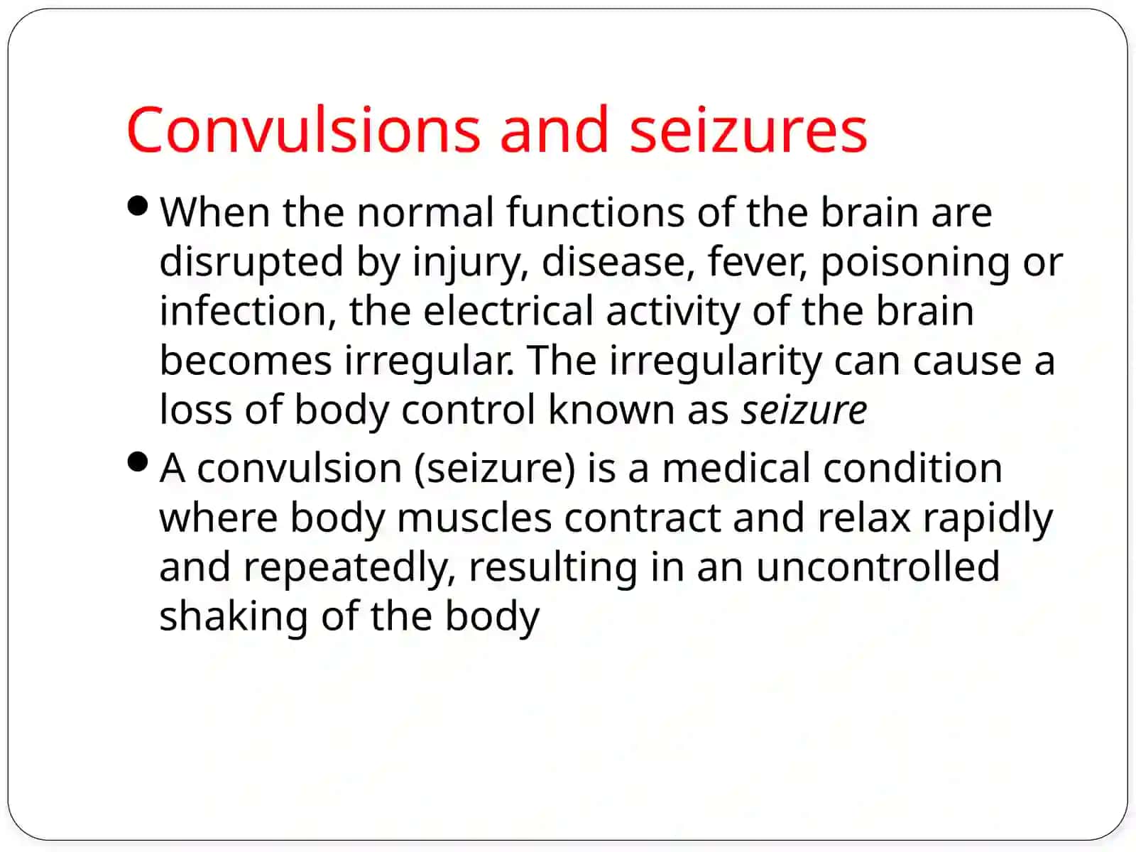 Convulsions and seizures 2