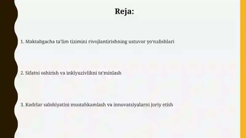 Maktabgacha ta’lim tizimini rivojlantirishning ustuvor yo‘nalishlari 2
