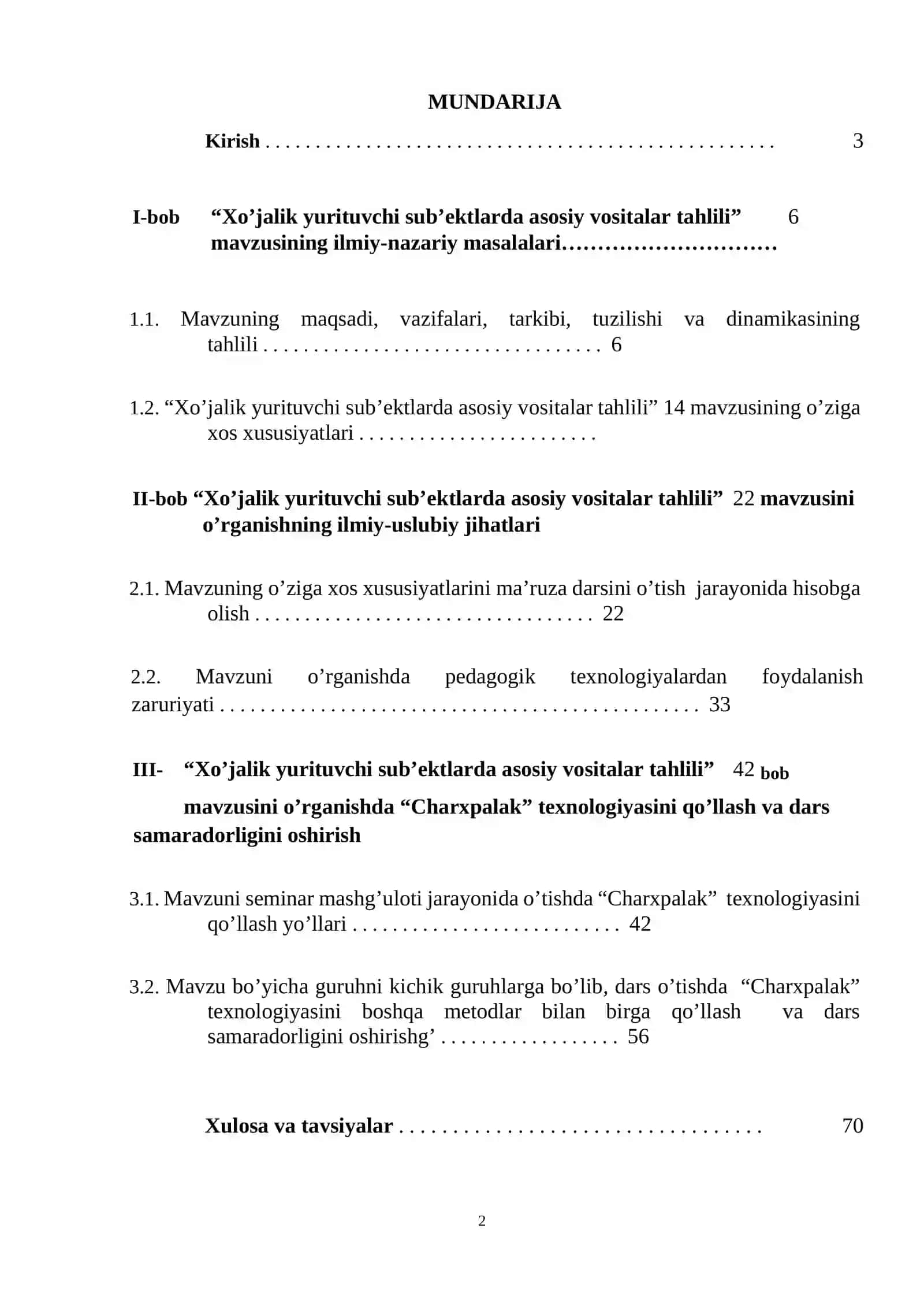 Xo’jalik yurituvchi sub`ektlarda asosiy vositalar tahlili 2