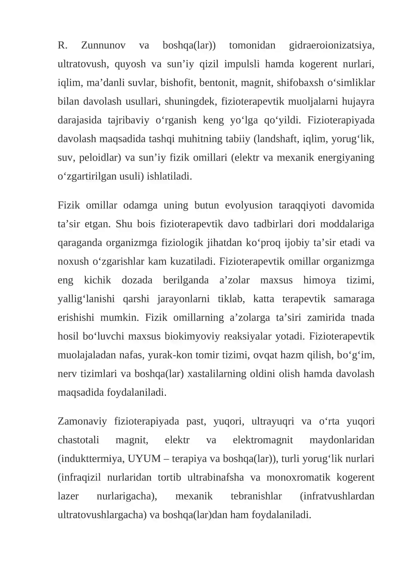 FIZIOTERAPIYA MUOLAJALAR VA DORI MODDALARINI BIRGALIKDA QO`LLASH 2