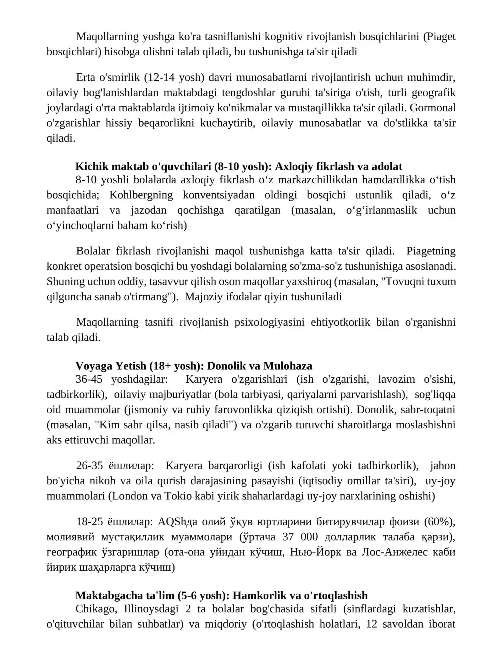 Maqollarni bolalar yosh xususiyatlaridan kelib chiqib tasniflang 2
