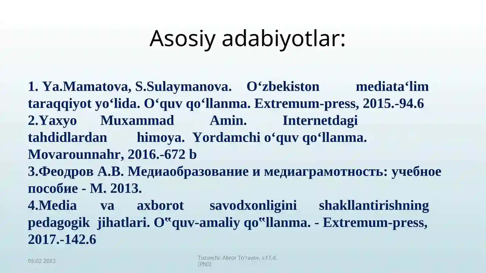 “Media va mediata’lim” nazariyasi 2