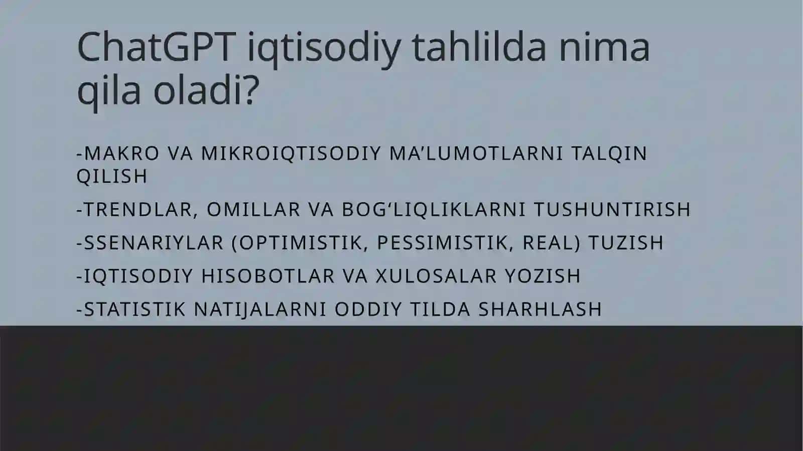ChatGPT yordamida iqtisodiy tahlil va prognozlash 2
