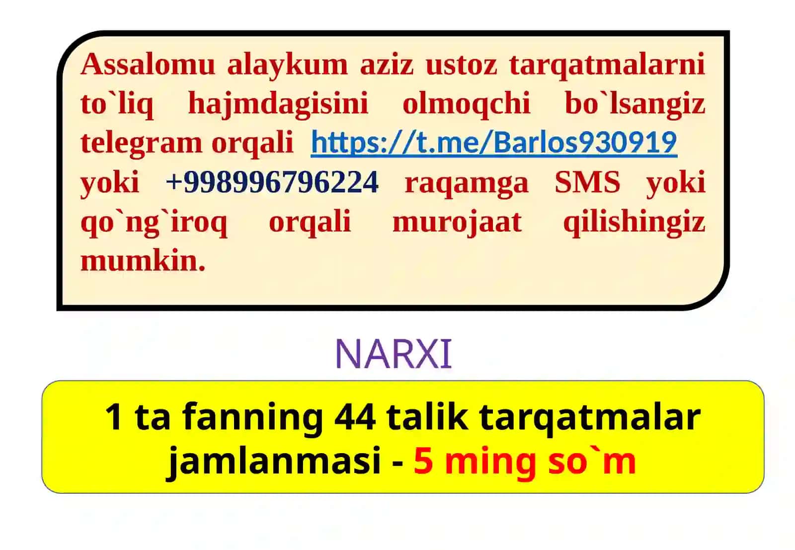 1-2-3-4-SINFLAR ASOSIY FANLARDAN 1-2-3-4-CHORAK UCHUN TARQATMALAR 2