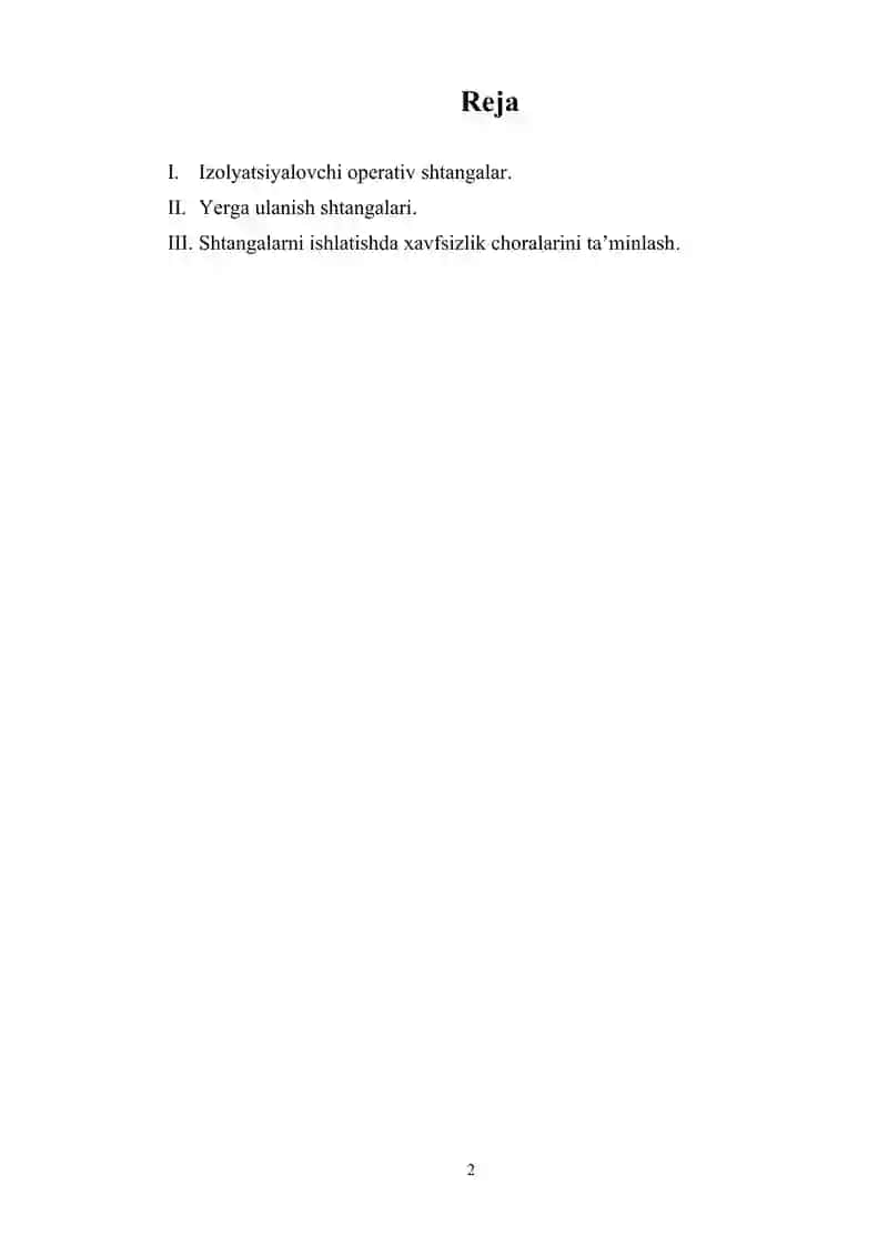 Izolyatsiyalovchioperativ shtangalarva yerga ulanish shtangalari 2