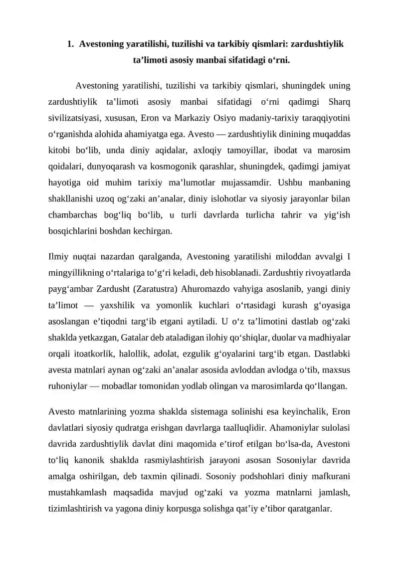 Avesto kitobi va undagi tarixiy malumotlar 2