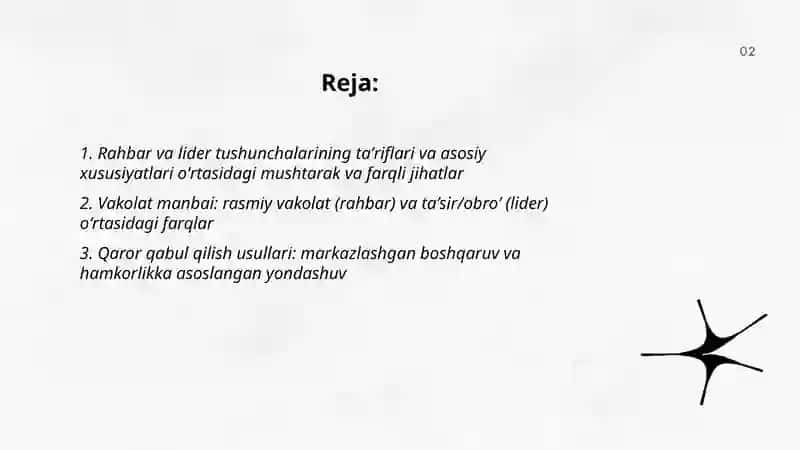 Rahbar va lider tushunchalari oʻrtasidagi mushtarak va farqli jihatlar 2