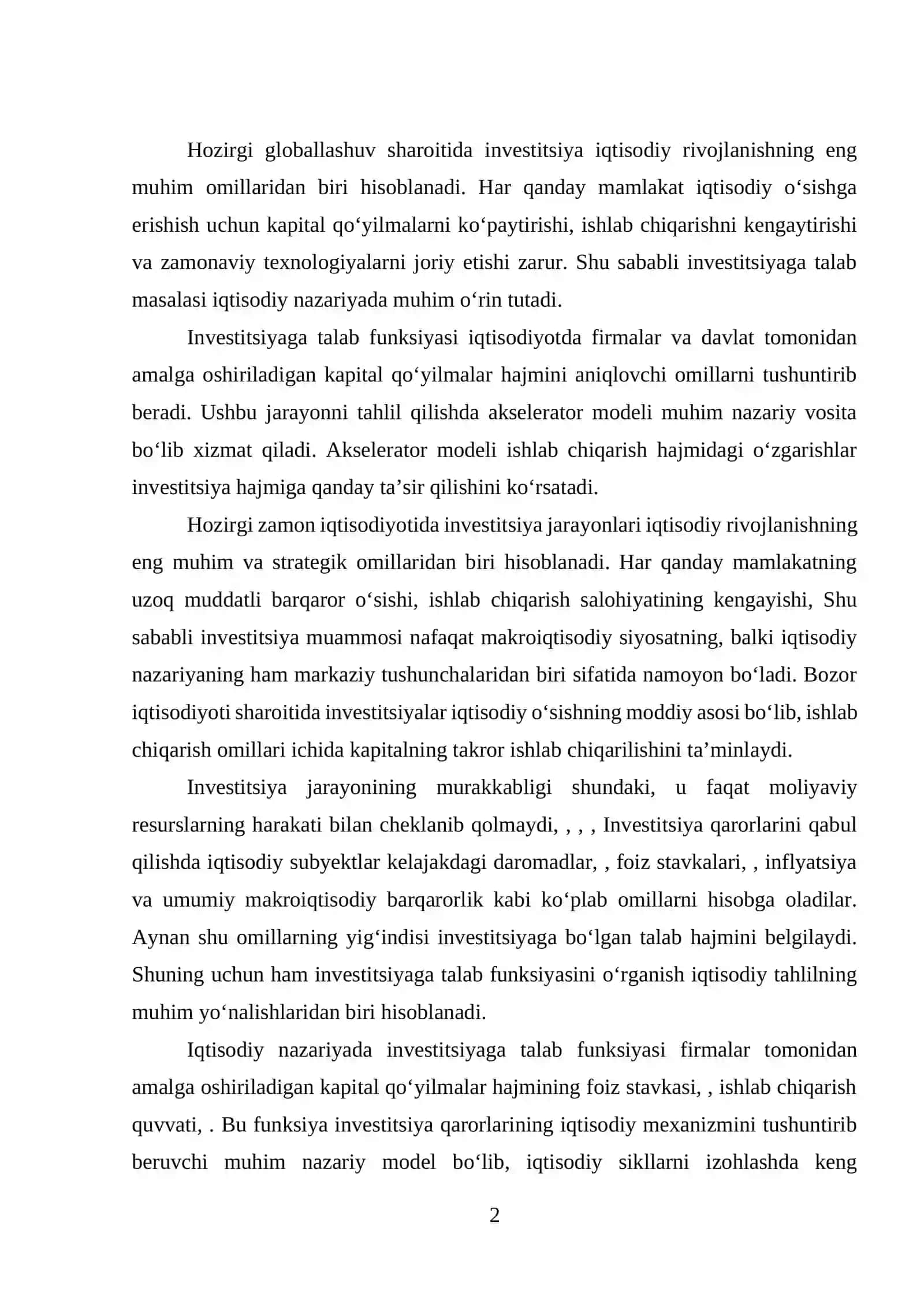 INVESTITSIYAGA TALAB FUNKSIYASI VA AKSELERATOR MODELI 2