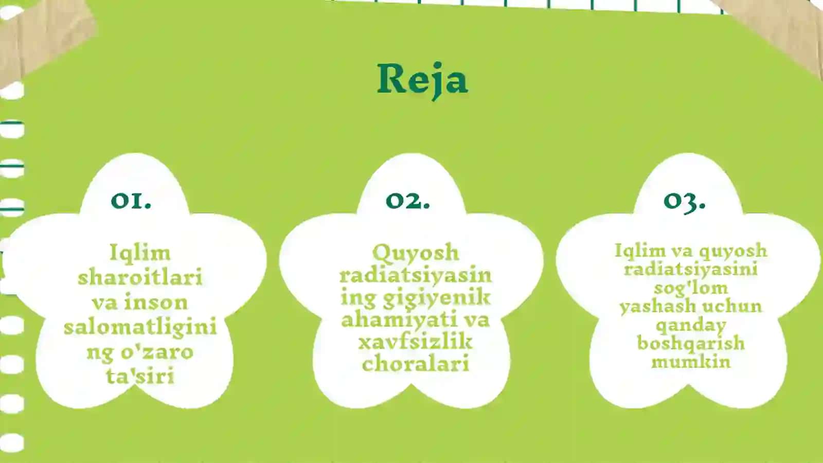 Iqlim va inson salomatligi. Quyosh radiatsiyasi va uning gigiyenik ahamiyati. 2