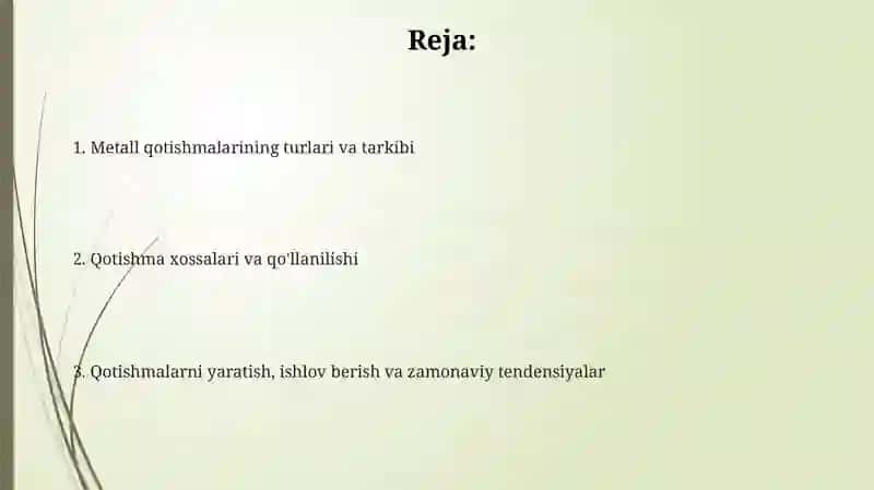 Metal qotishmalar turlari va tarkibi 2