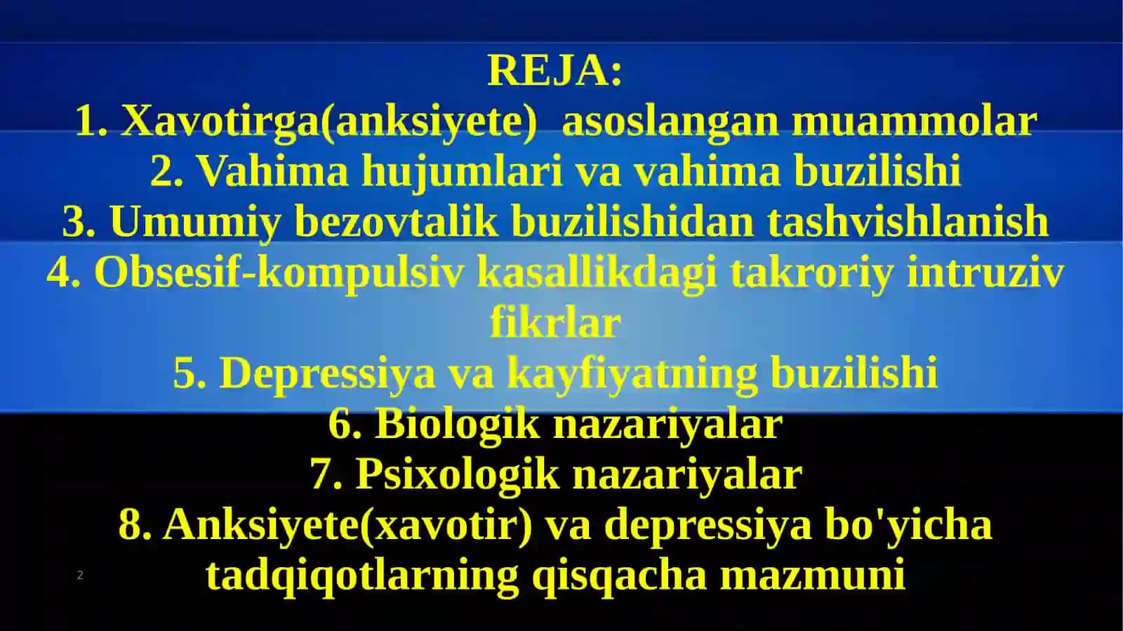 Ruhiysalomatlik muammolarining sabablari: tashvish va kayfiyatning buzilishi 2