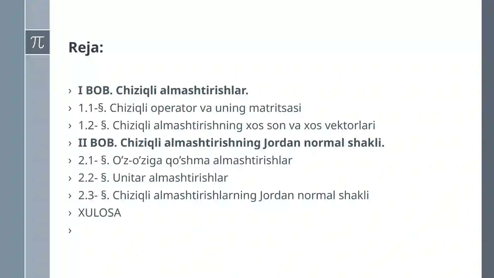 Chiziqlialmashtirishning Jordan normalshakli 2