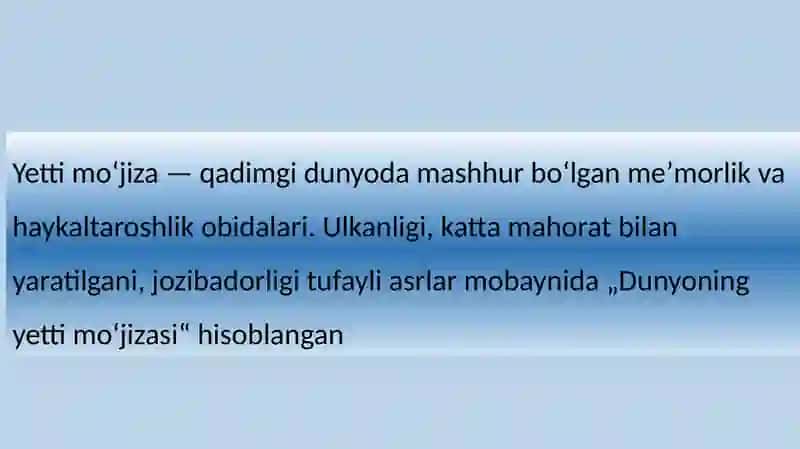 Dunyoning yetti mujizasi 2