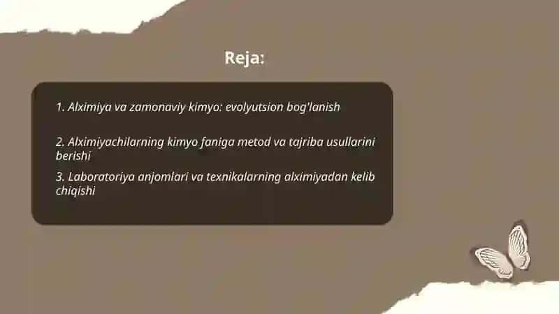 Alximiya va zamonaviy kimyo: evolyutsion bog'lanish 2