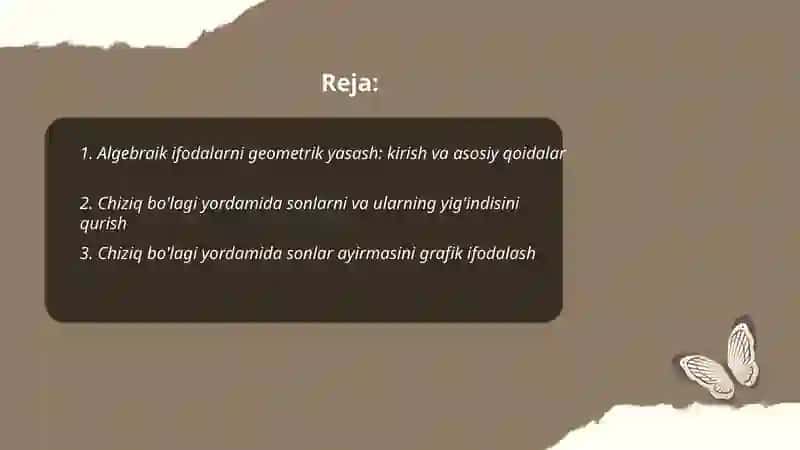 Algebraik ifodalarni geometrik yasash 2
