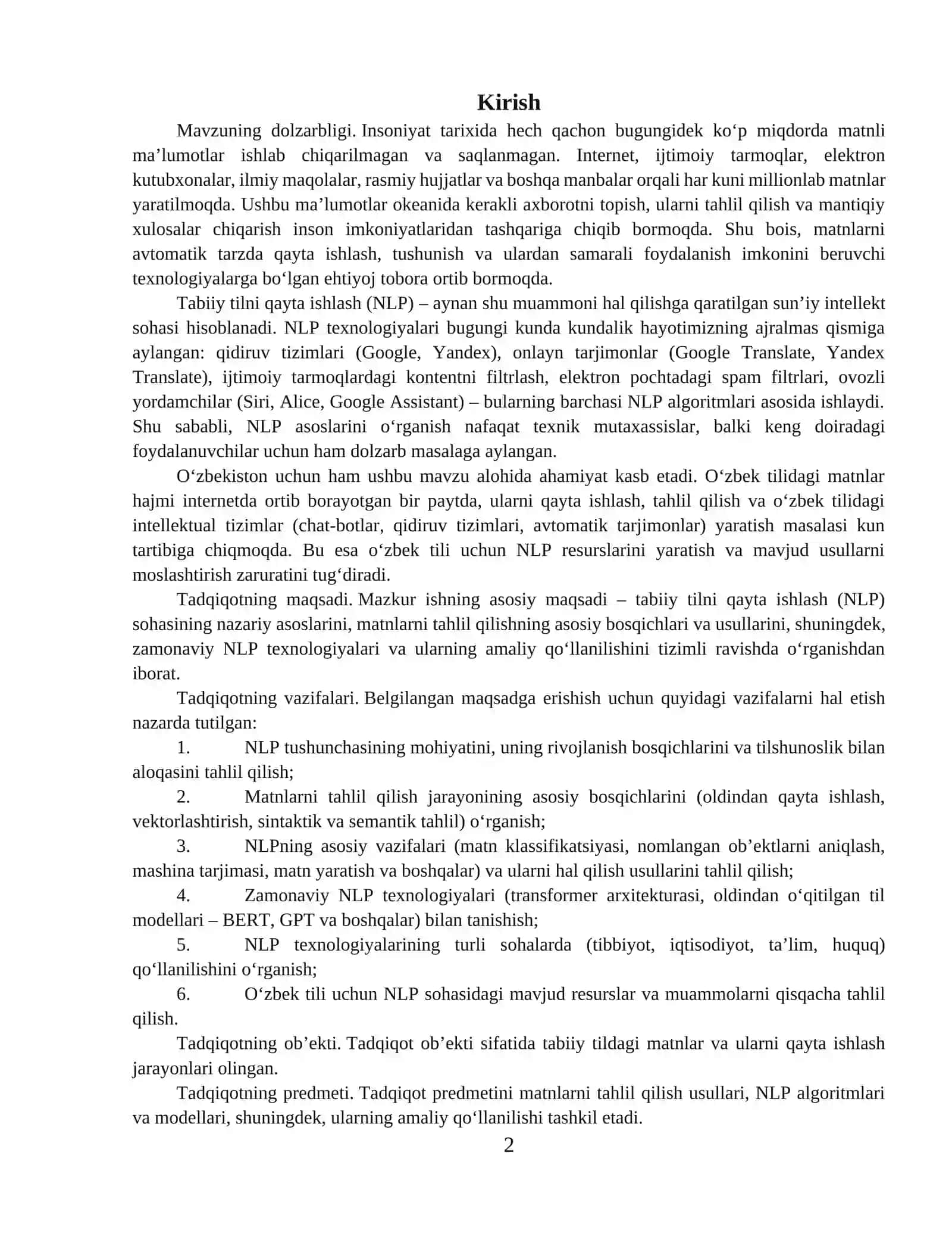 Matnlarni tahlil qilish va NLP asoslari 2