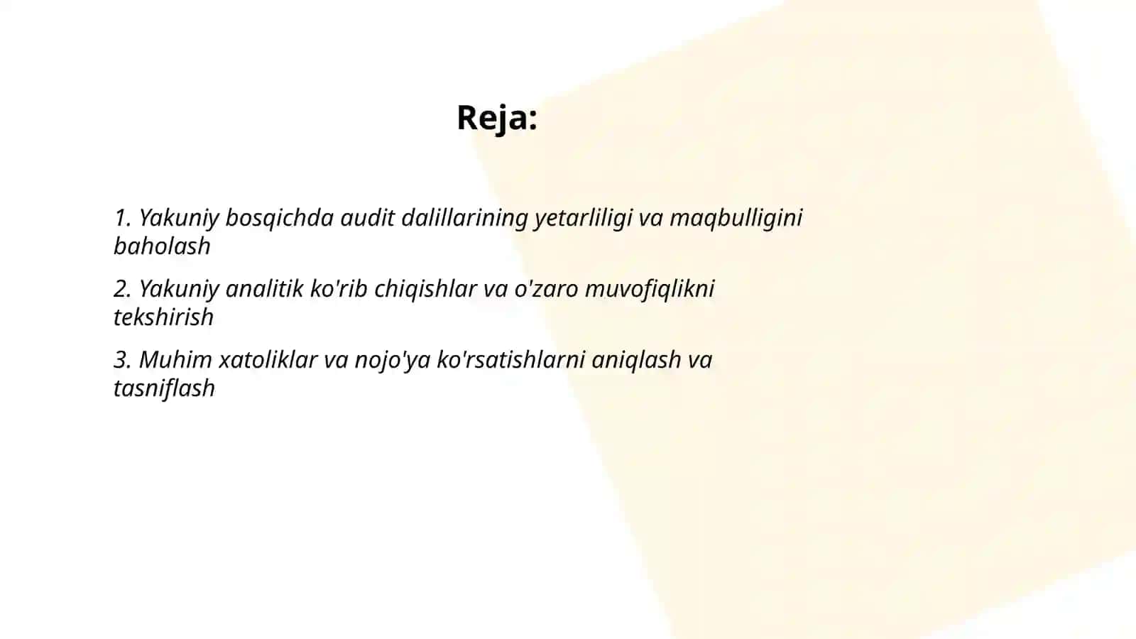 Auditorlik teksiruvining yakuniy bosqichi 2