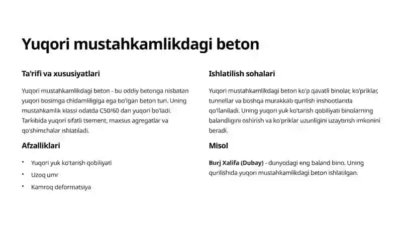 Betonning maxsus turlari: Kirish 2
