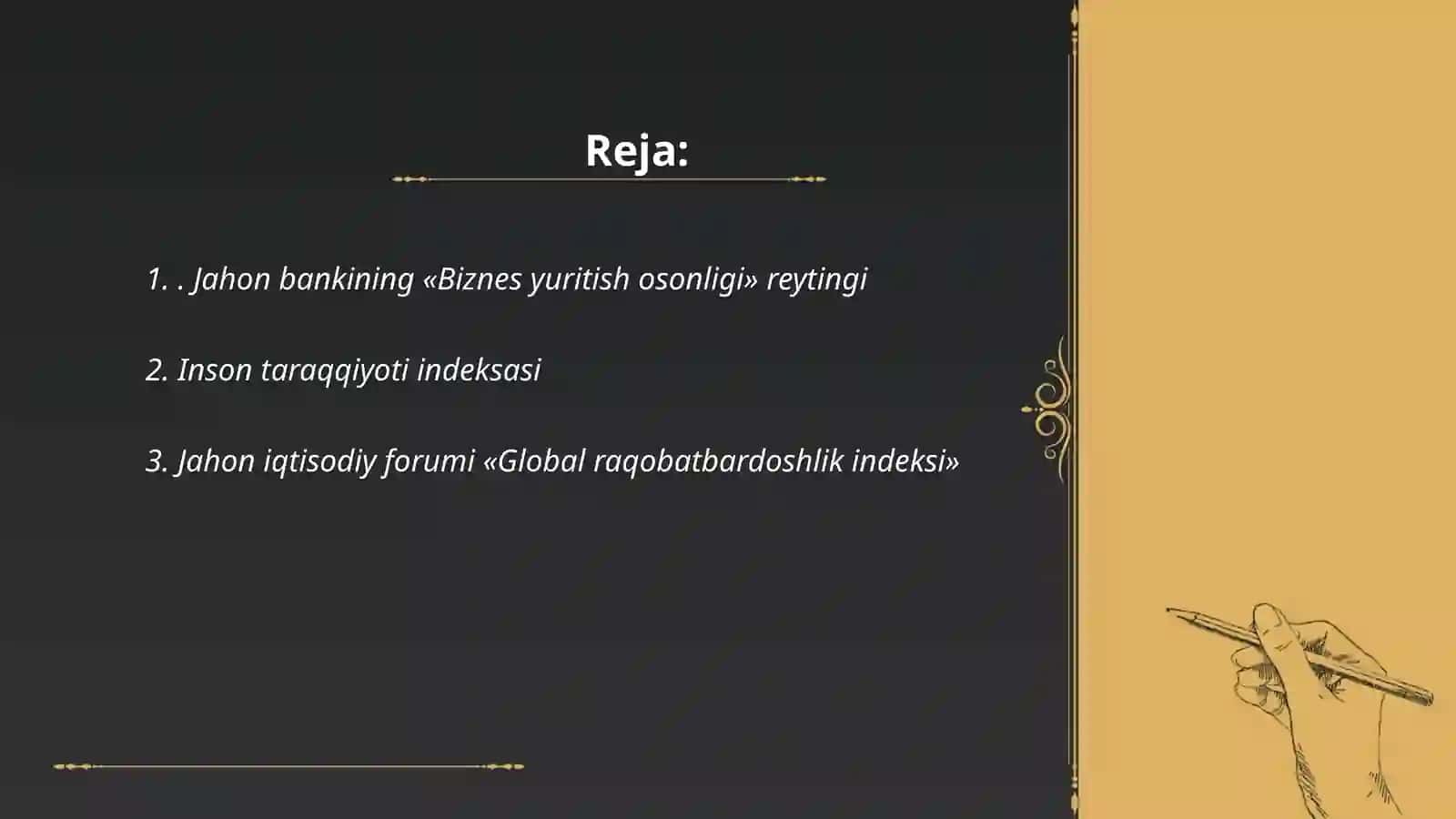 Iqtisodiy va ijtimoiy sohadagi (14ta) ustuvor xalqaro reytinglar va ularga O’zbekistonning integrasiyalashuvi 2
