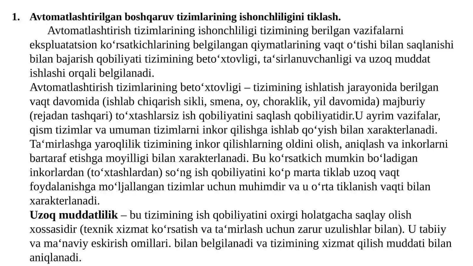 Avtomatlashtirilgan boshqaruv sistemalarining ishonchiliginini hisoblash 2