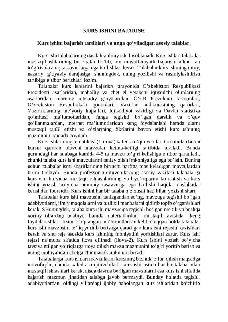 Kurs Ishi Mavzulari Banki va Yozish Tartibi 2