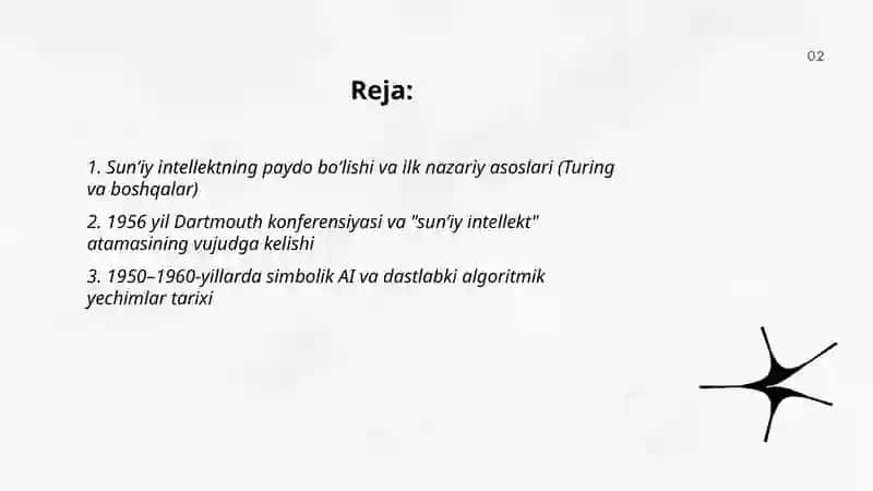 Sun’iy intellekt texnalogiyasi rivojlanish tarixi 2