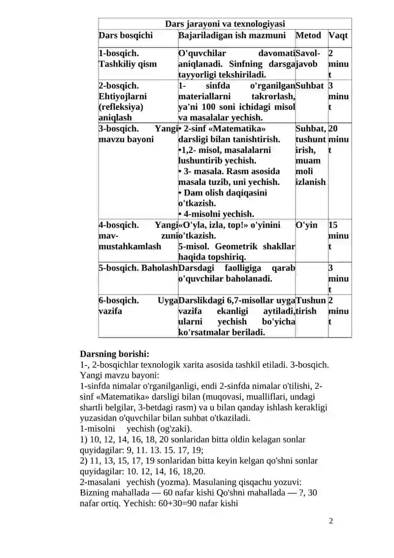 1-sinfda o'tilgan materiallarni takrorlash va umumlashtirish 2
